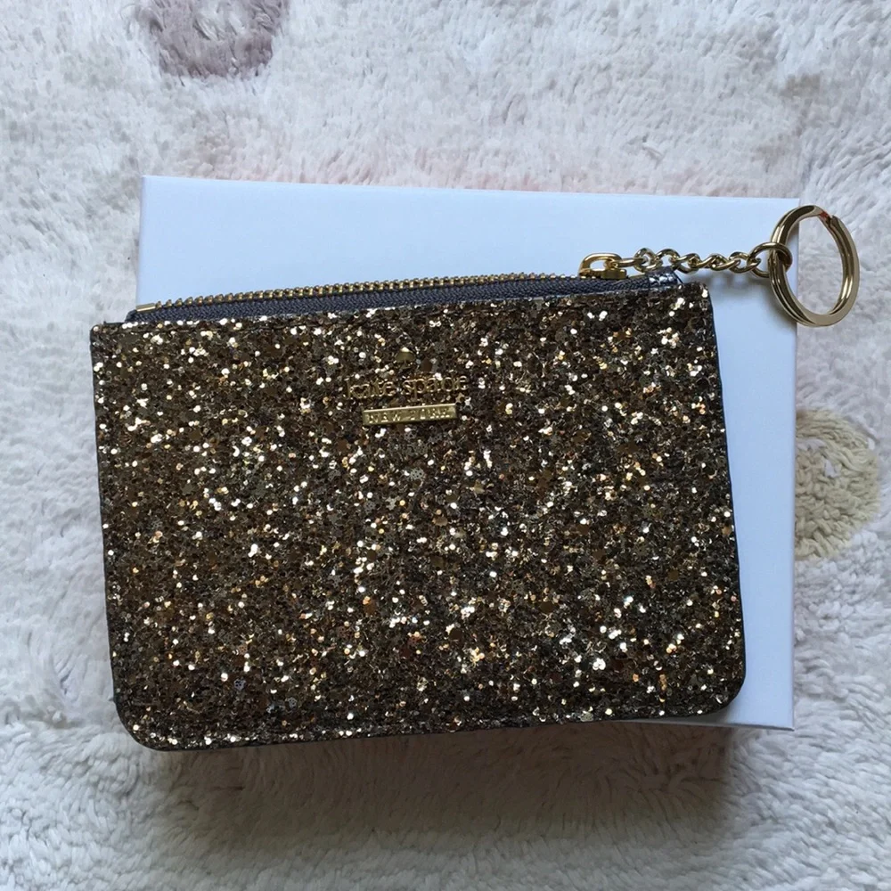 🍦HOST PICK🍦Kate Spade NWT Bitsy Laurel Way Glitter Gunmetal Silver Gold sparkle